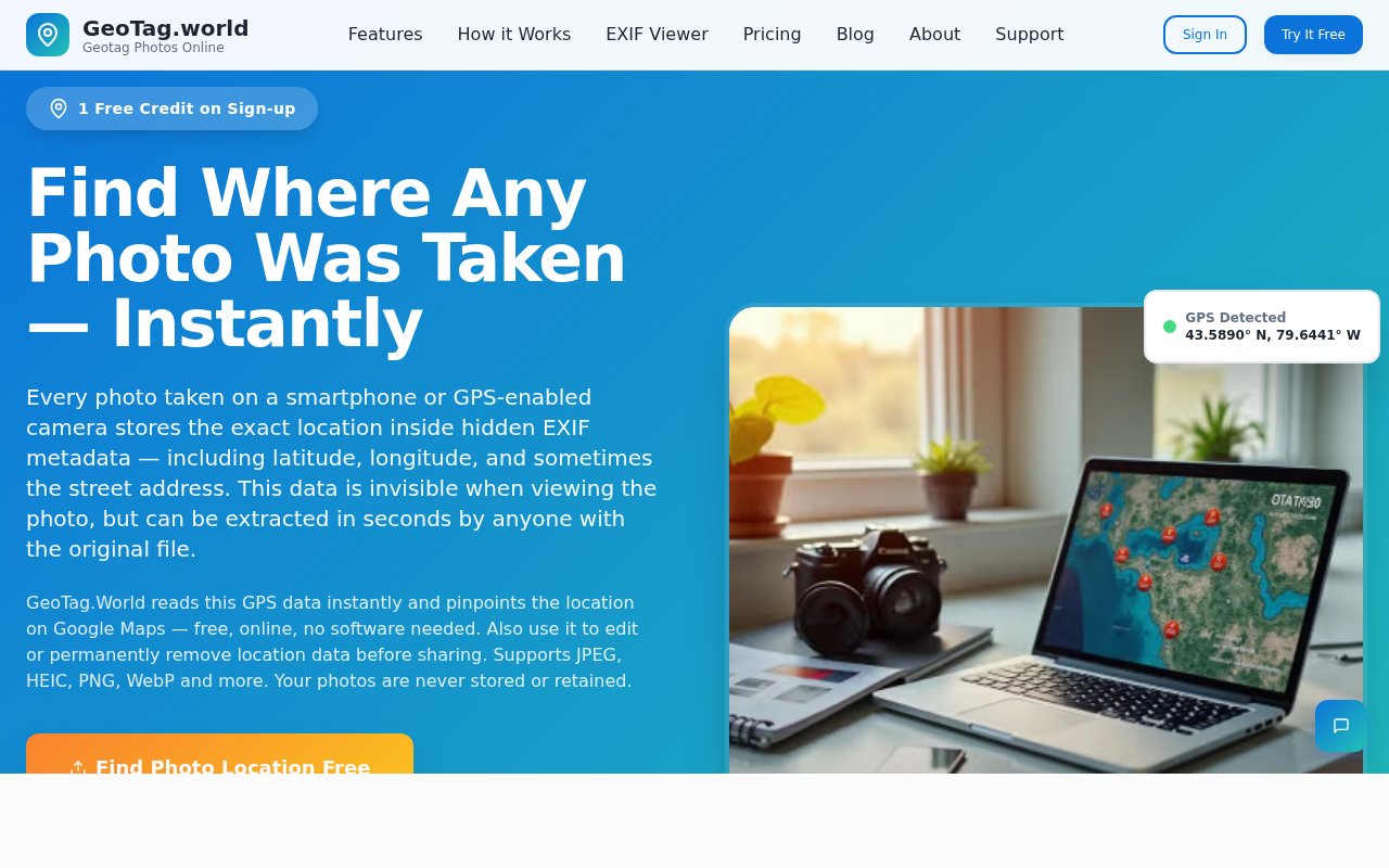 GeoTagWorld website preview