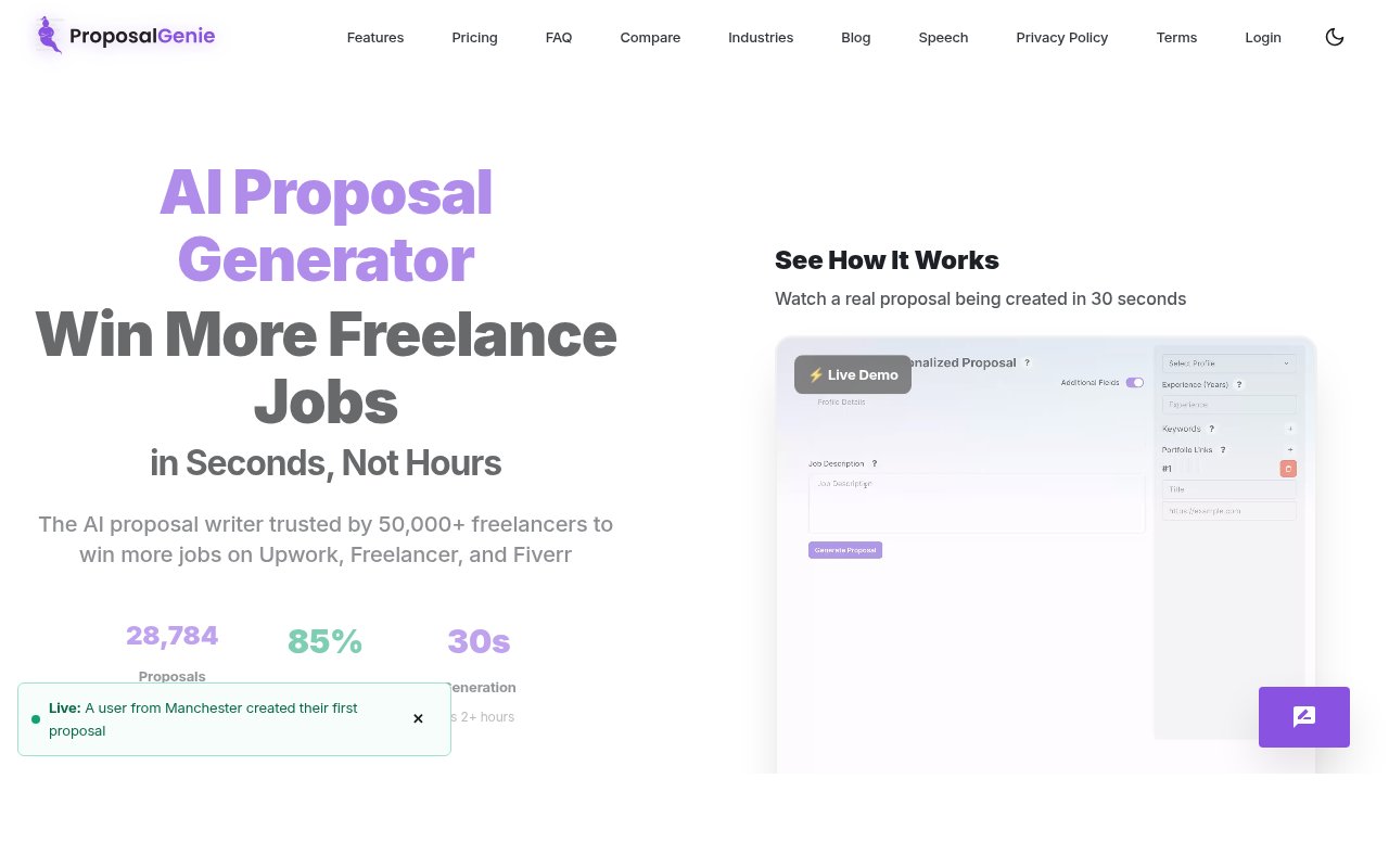ProposalGenie website preview